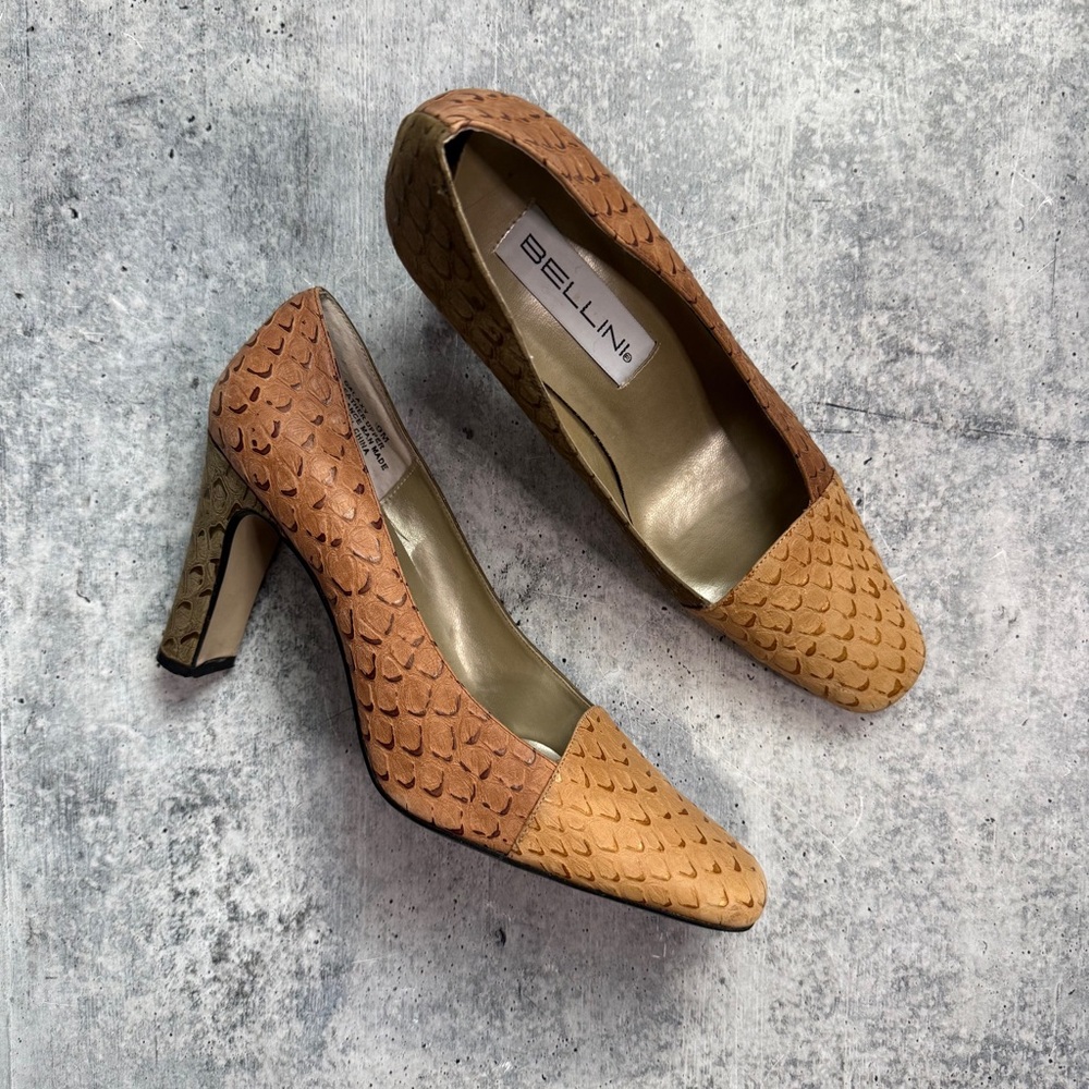 BELLINI "Galaxy" Textured Block Heel Pumps Sz 9M